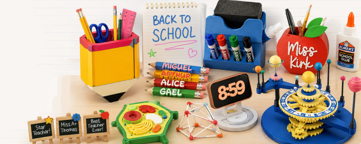 3D printed back-to-school supplies and desk accessories